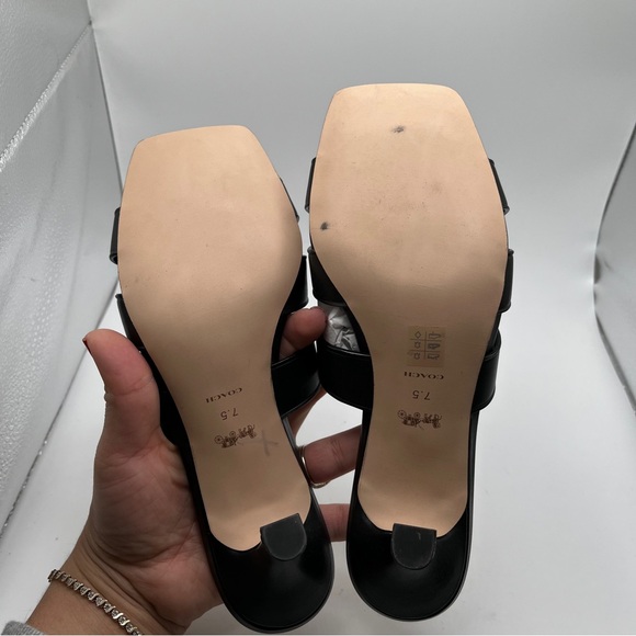 NWB COACH Tillie Leather Sandal black leather heels size 7.5 - Picture 9 of 11